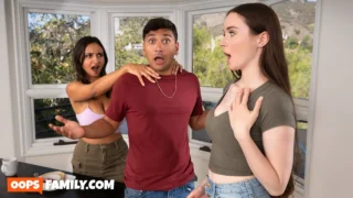 Sexy latina Hailey Rose caught her husband cheating with her busty stepsister Hazel Moore and joins them in rough threesome