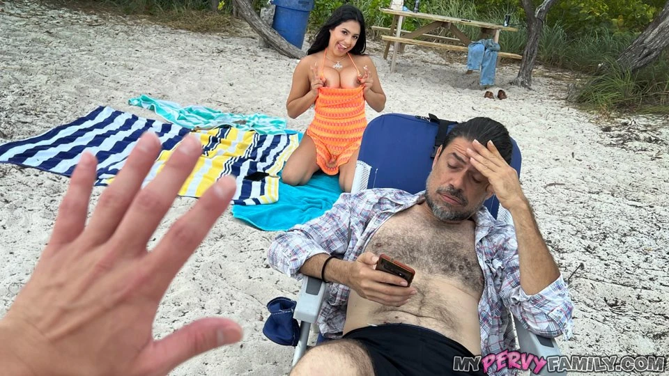 Bored AS FUCK… So my stepsis lets me bang her quick on public beach! – Serena Santos –