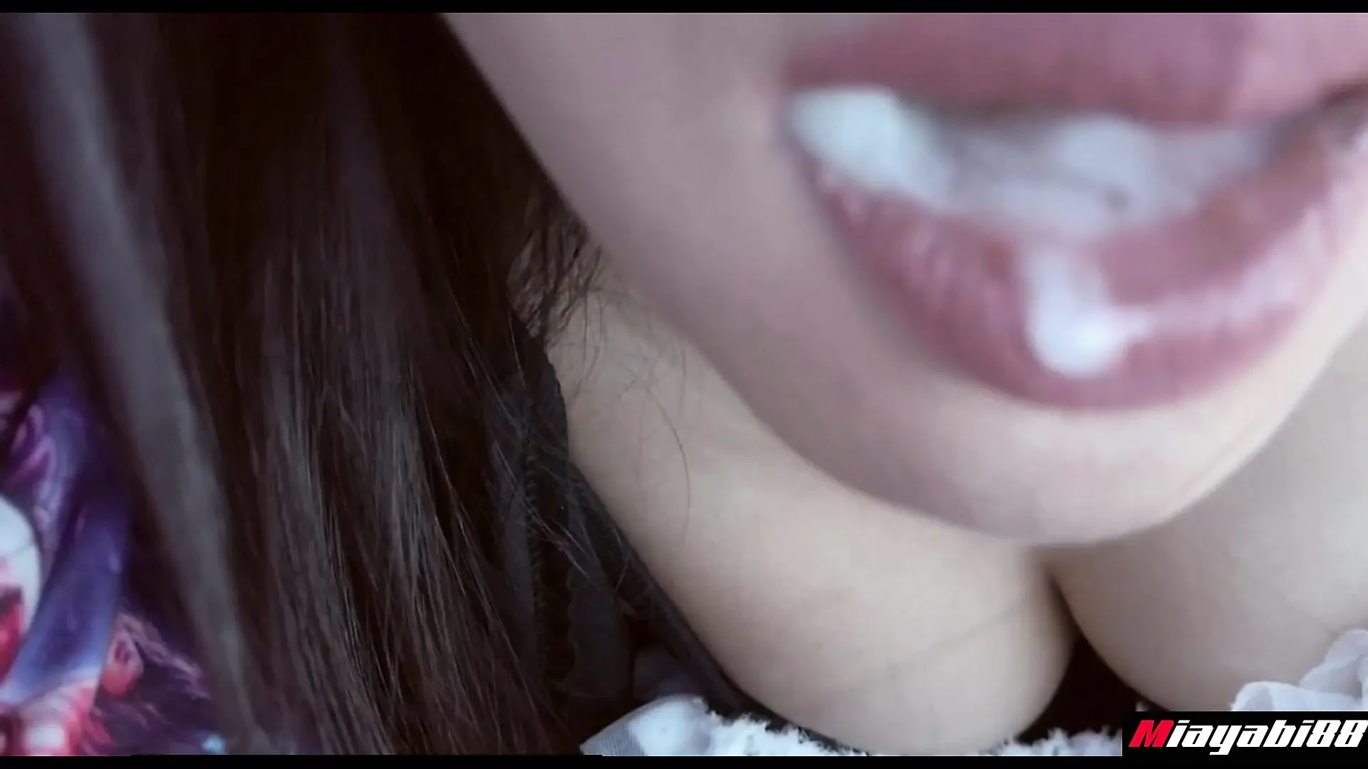 Horny Thai Asian sexy eyes scuk her husband cock in car public before swallow in her mouth POV