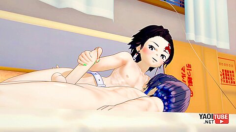 Demon Slayer Hentai – Tanjiro Handjob To Inosuke With Car Toon