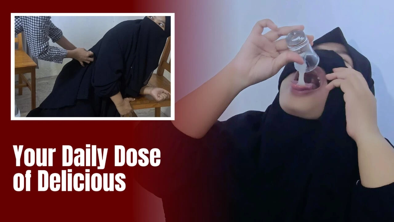 Hijab Girl with Niqab Drink a Fresh Cum from A Stranger in Waiting Room – Minokiiko