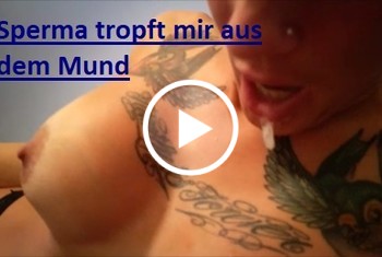 Sperma tropft mir aus dem Mund