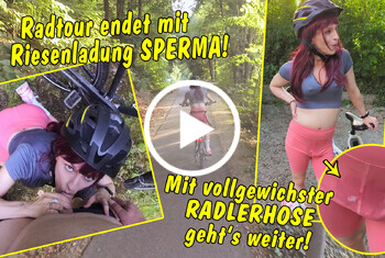 Radtour endet mit Riesenladung Sperma! Mit vollgewichster Radlerhose geht die Tour weiter!