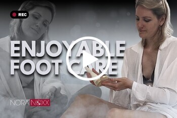 Enjoyable foot care to jerk off