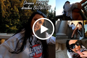 Drinnen Party, draußen Blowjob