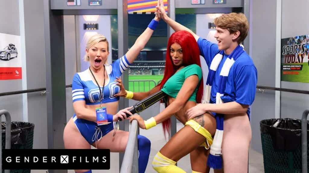 Security Guards Lola Morena & Adira Allure Ride Fan Dick at Soccer Game