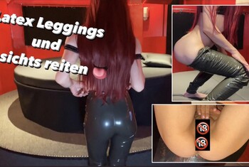 Latex Legging und Gesichts Abreiten